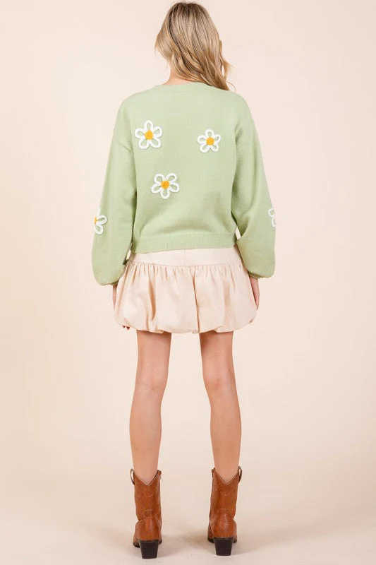 Janine | Knitted sweater with floral embroidery - Image 6