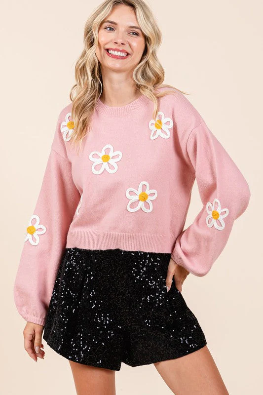 Janine | Knitted sweater with floral embroidery - Image 7