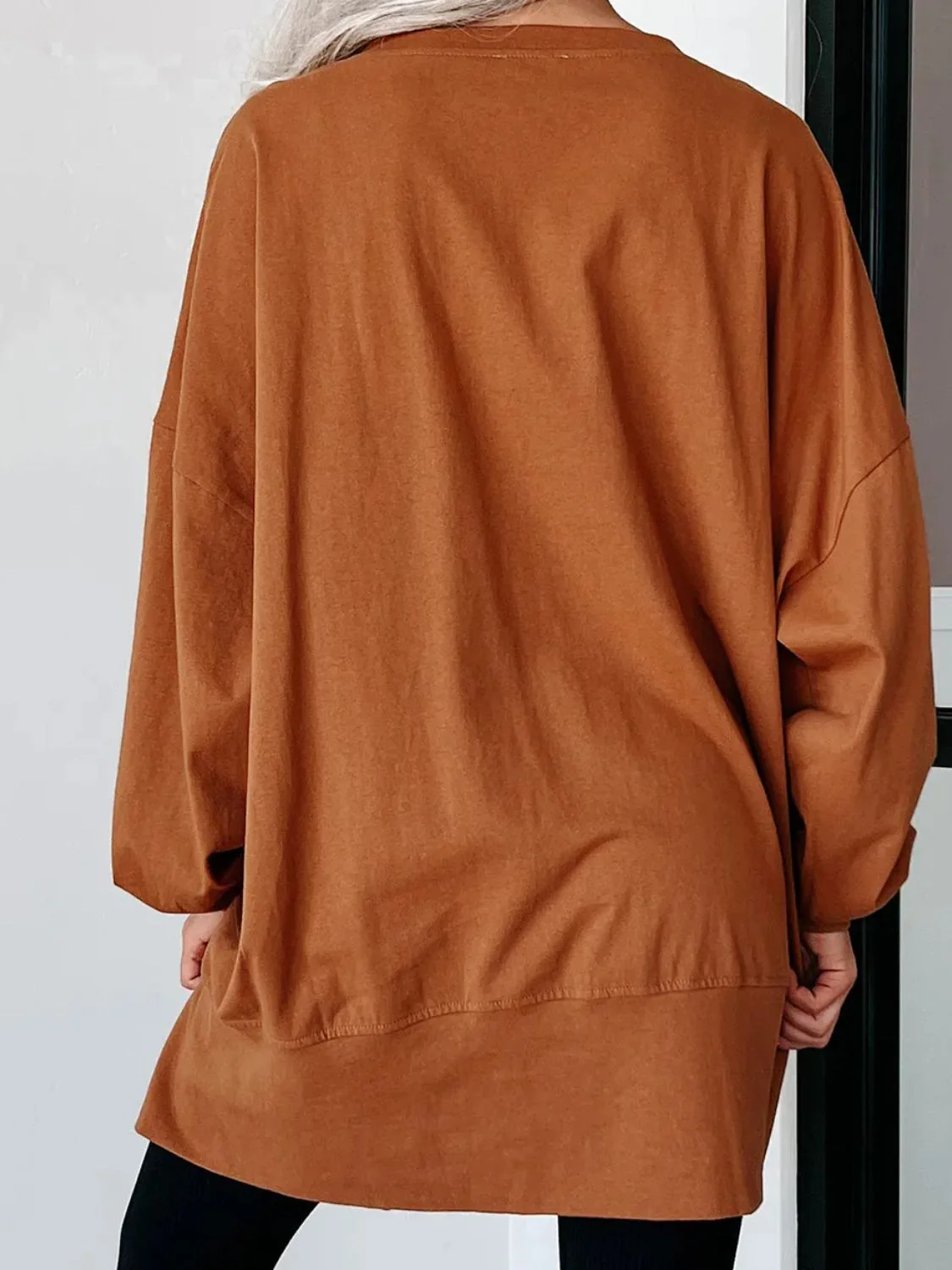 Janine | Long sleeve sweatshirt with notched sequin letter graphic - Image 2