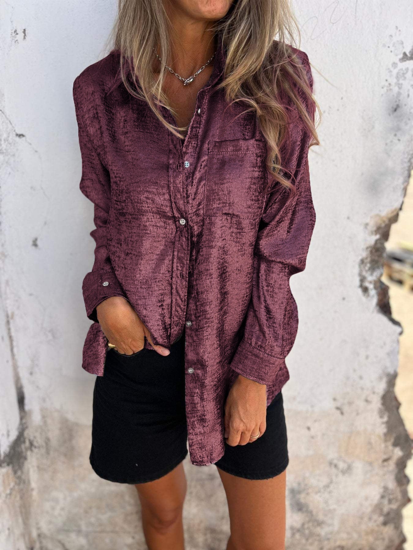 Jasmine® | Metallic women's blouse with collar - Image 10
