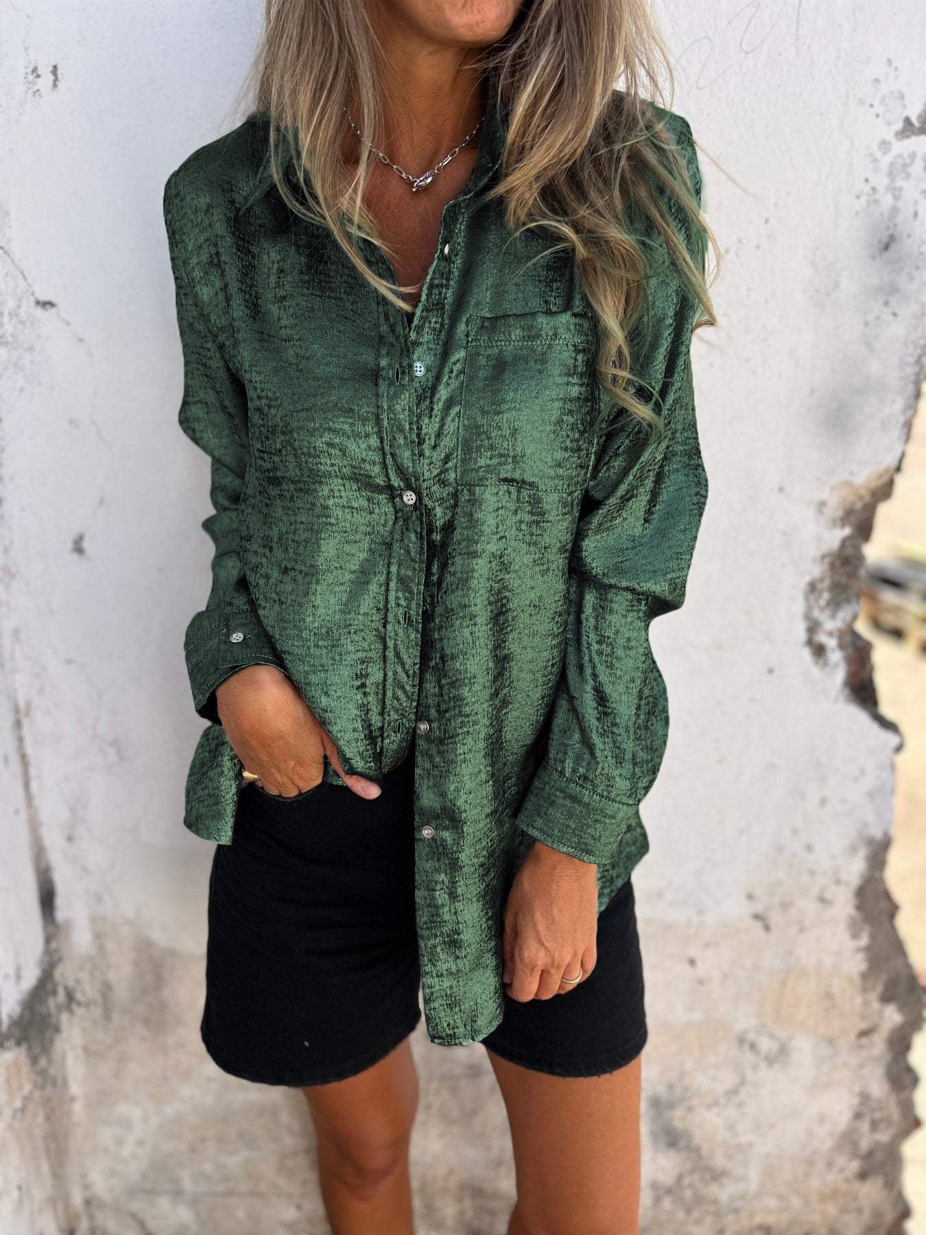 Jasmine® | Metallic women's blouse with collar - Image 8