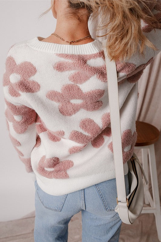 Jeanette | Women's floral sweater with loose shoulders - Image 3