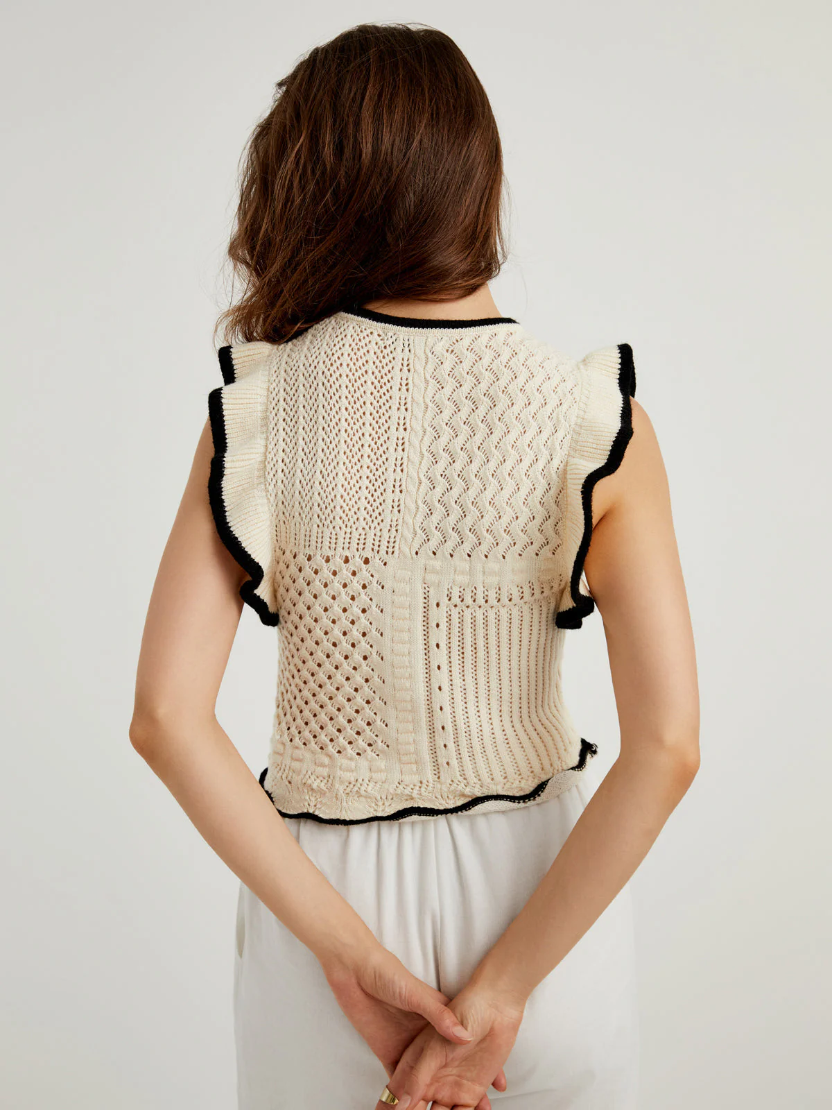 Jeanne® | Crochet Knit Ruffle Top - Image 2
