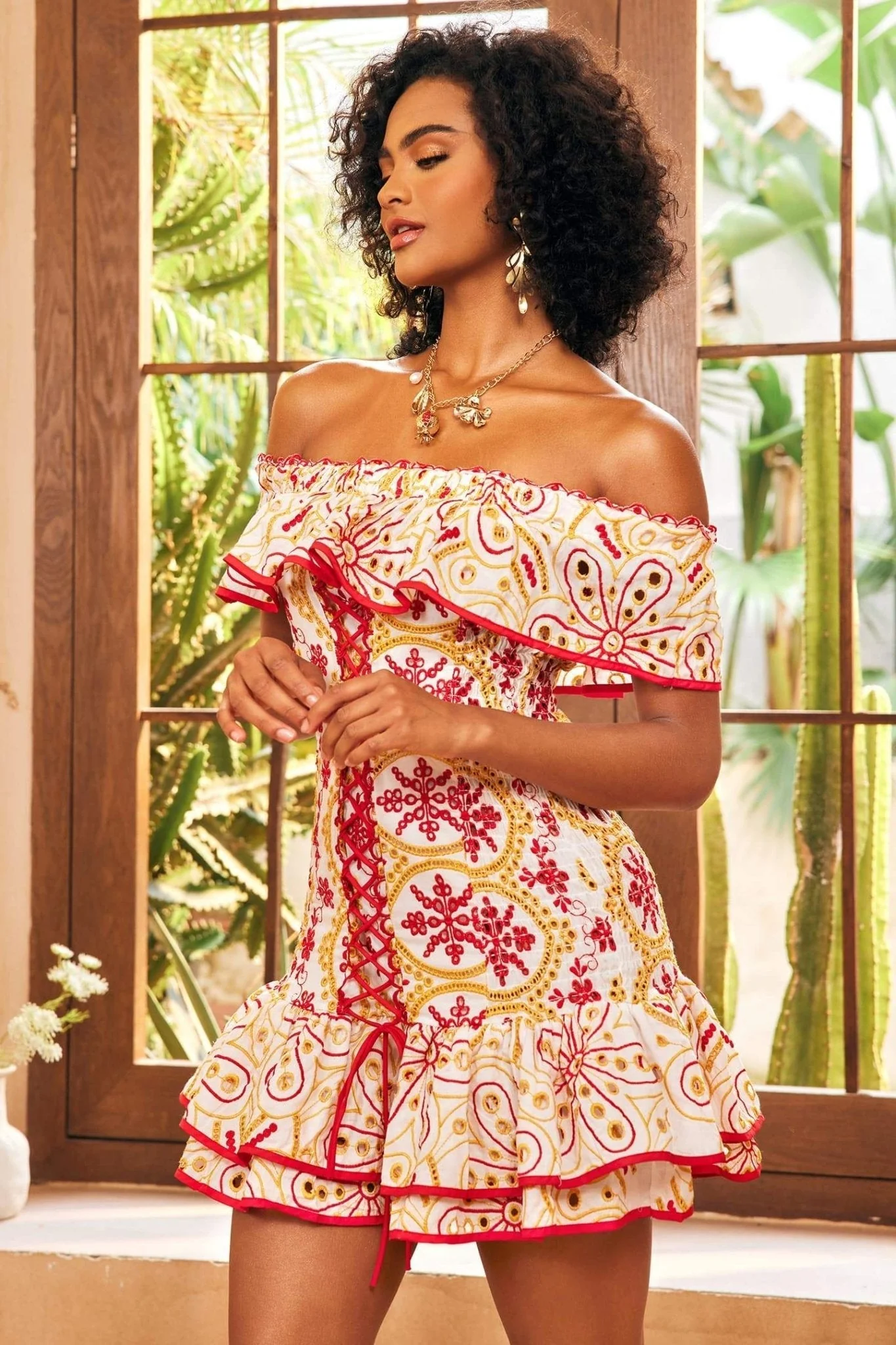 Jenni® | Off-The-Shoulder Mini Dress With Embroidery And Print - Image 2
