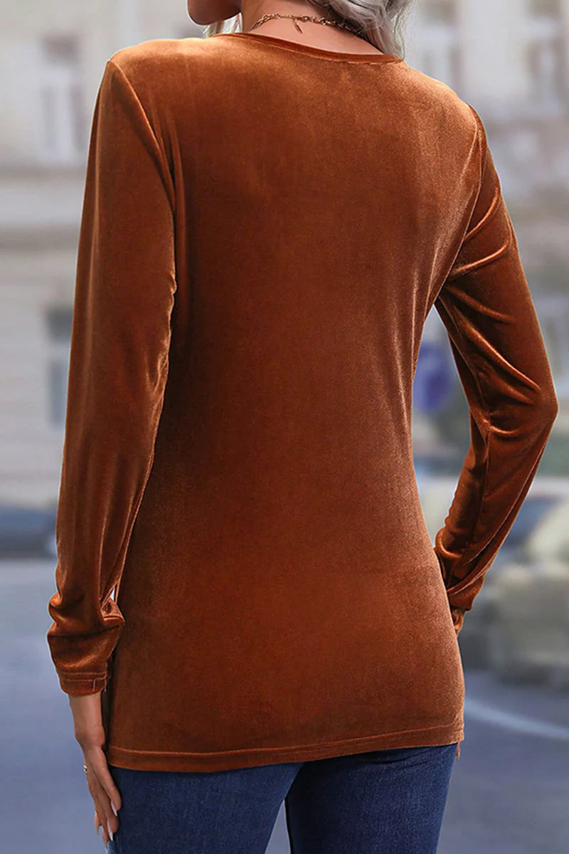 Jennifer | Elegant solid asymmetrical tops with slit and O-neck - Image 5