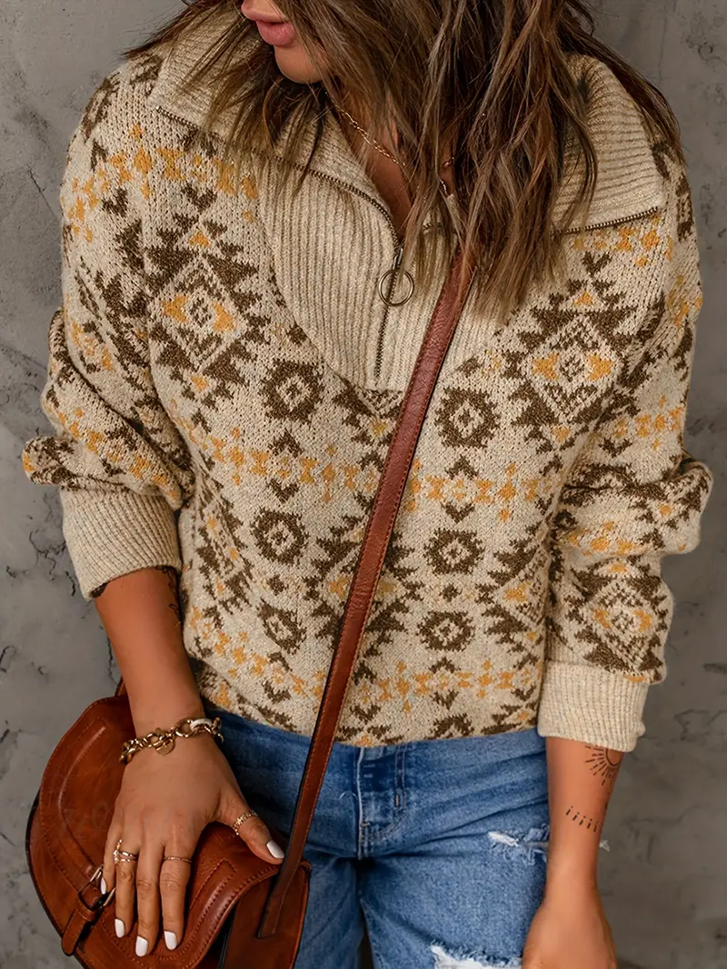 Jennifer | Knitted sweater with zip at the neck