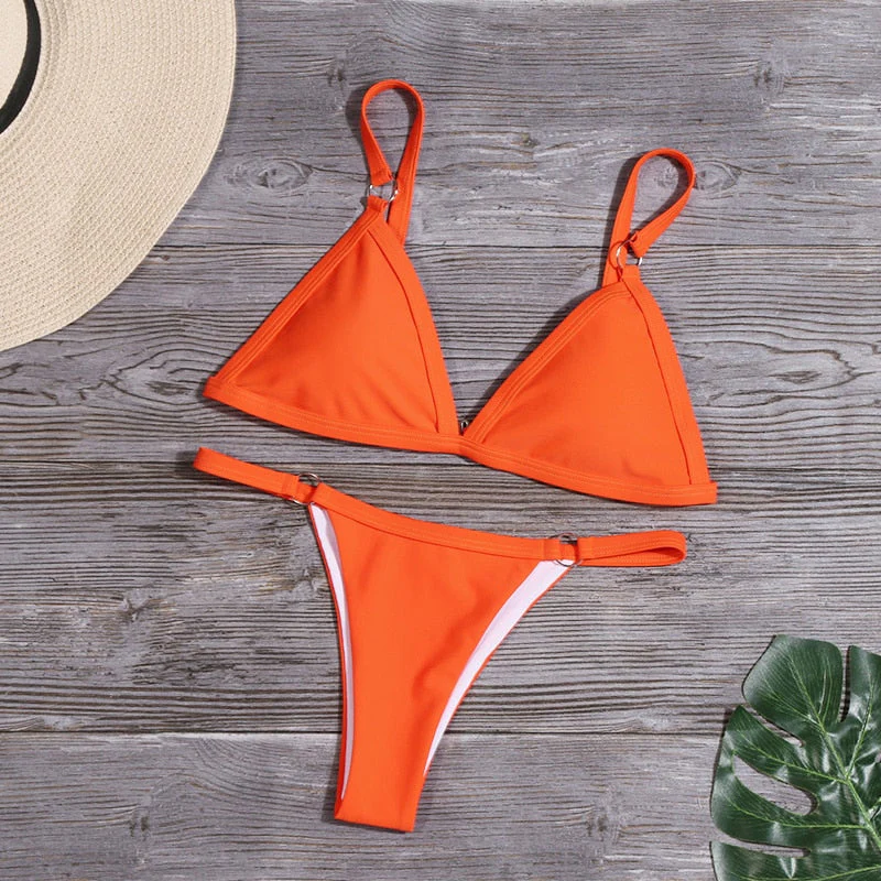 Jesica® | Orange Bikini With Ring Details - Image 3