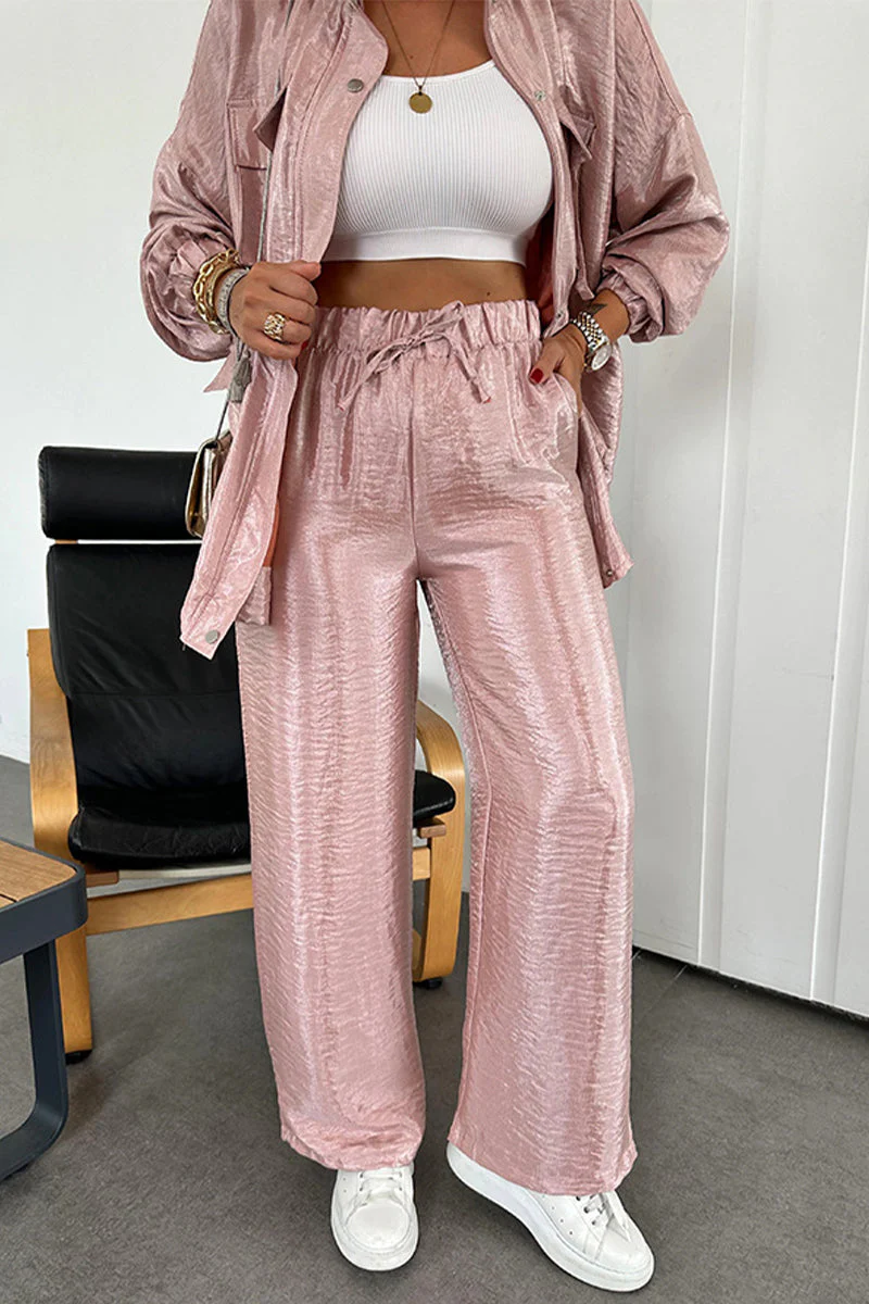 Jessa | Casual, long-sleeved two-piece suit with a gathered stand-up collar and pockets - Image 9