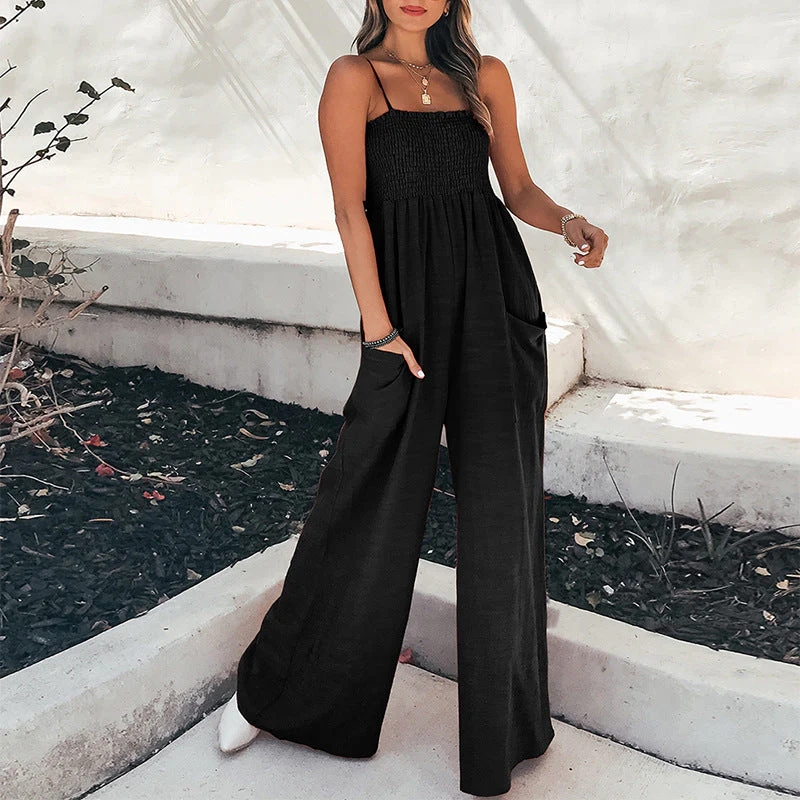 Jessica® | Casual Loose Strappy Wide Leg Jumpsuit