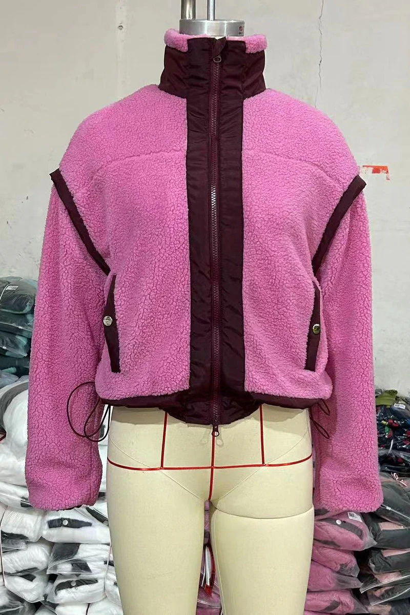 Jesusa | Casual patchwork outerwear with zip fastening and contrast stand-up collar - Image 14