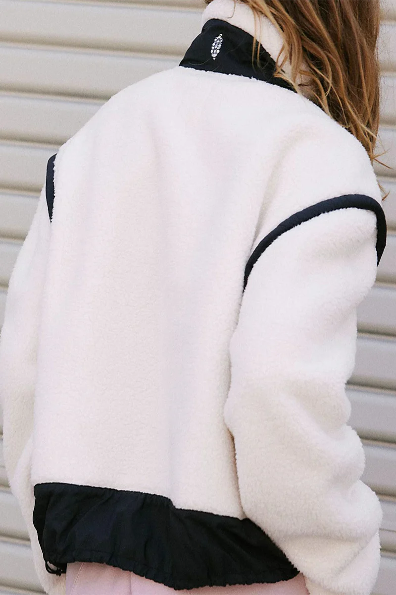 Jesusa | Casual patchwork outerwear with zip fastening and contrast stand-up collar - Image 9