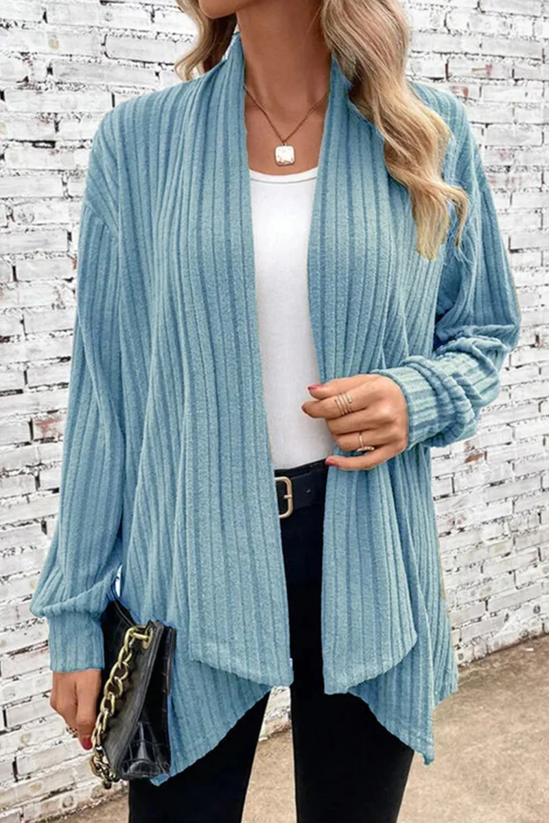 Jimena | Casual solid color outerwear with asymmetrical cardigan collar - Image 4