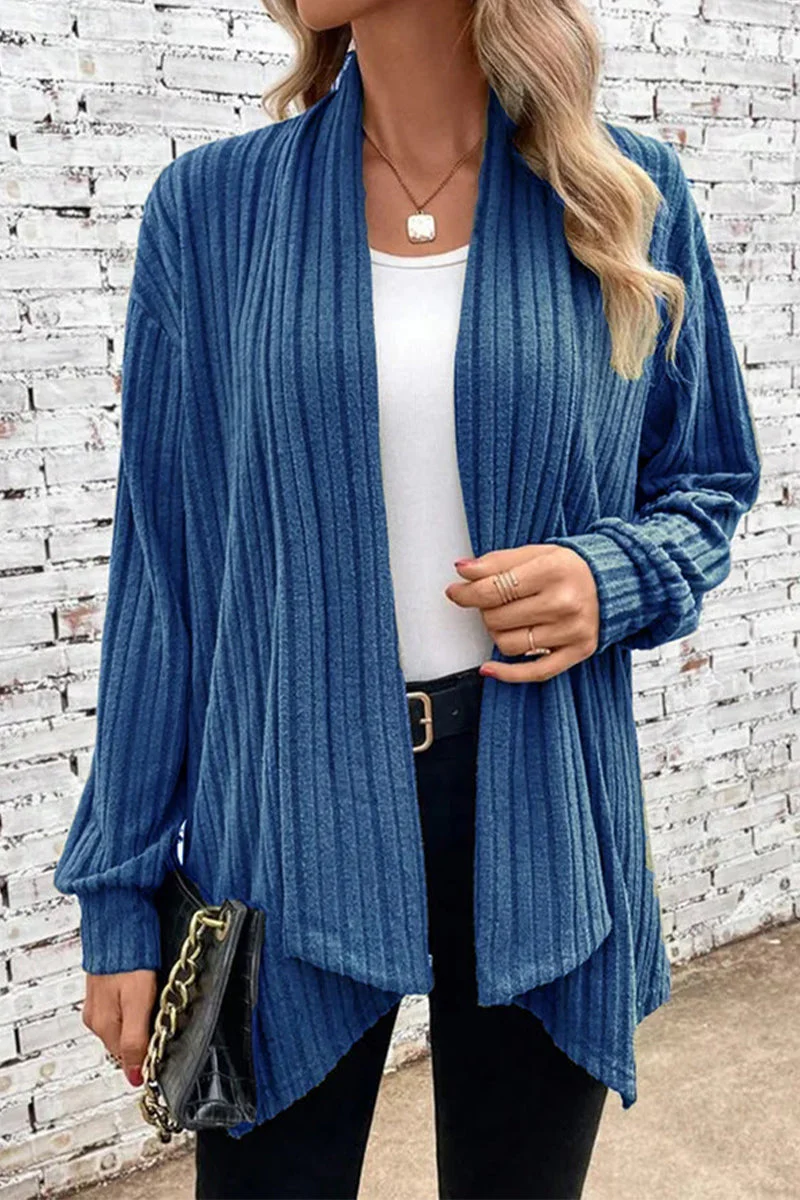 Jimena | Casual solid color outerwear with asymmetrical cardigan collar - Image 5