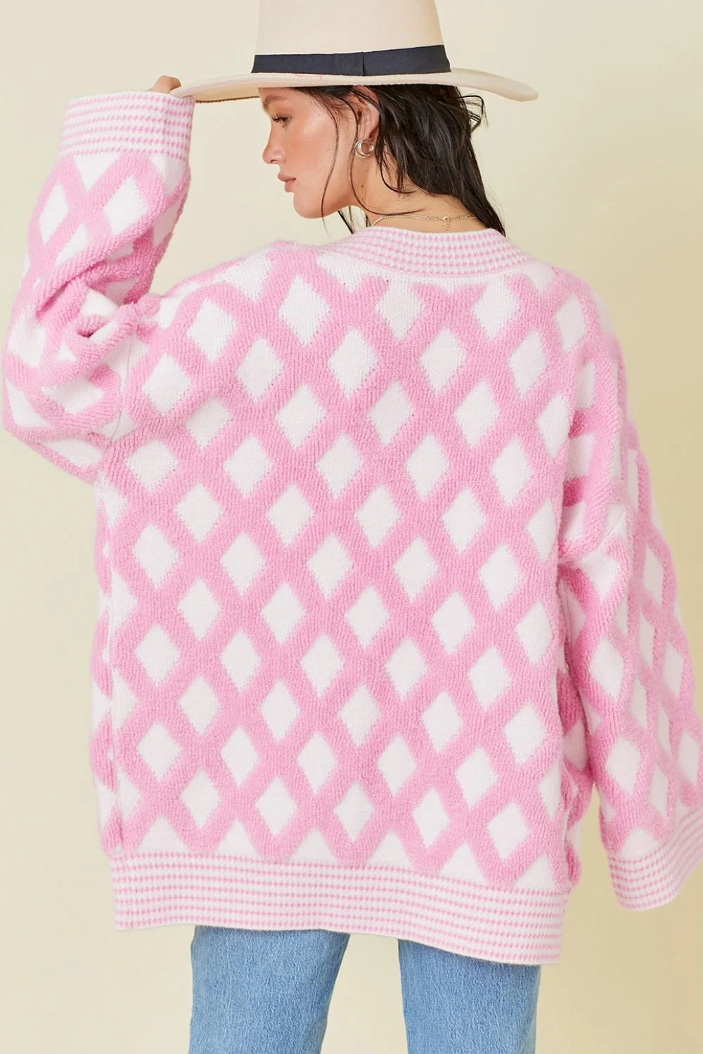 Jimena | Geometric open front long sleeve cardigan - Image 6