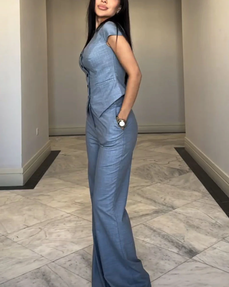 Jimena® | Linen Blouse And Pants Set - Image 2