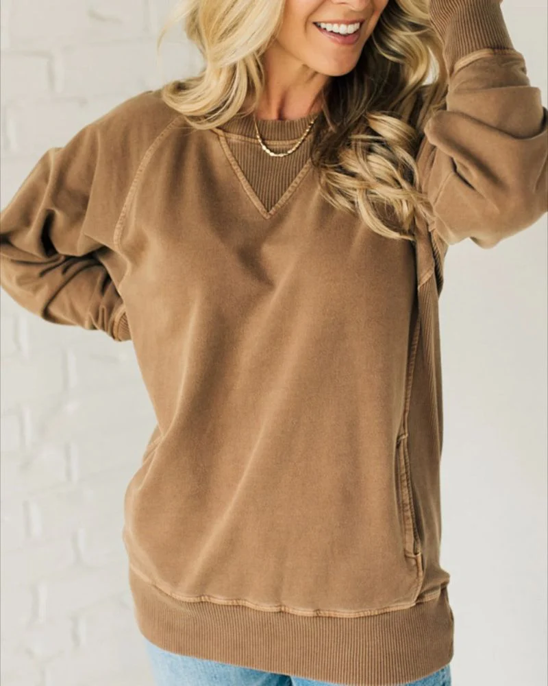 Jimena | Pullover with ribbed inserts and pockets - Image 3