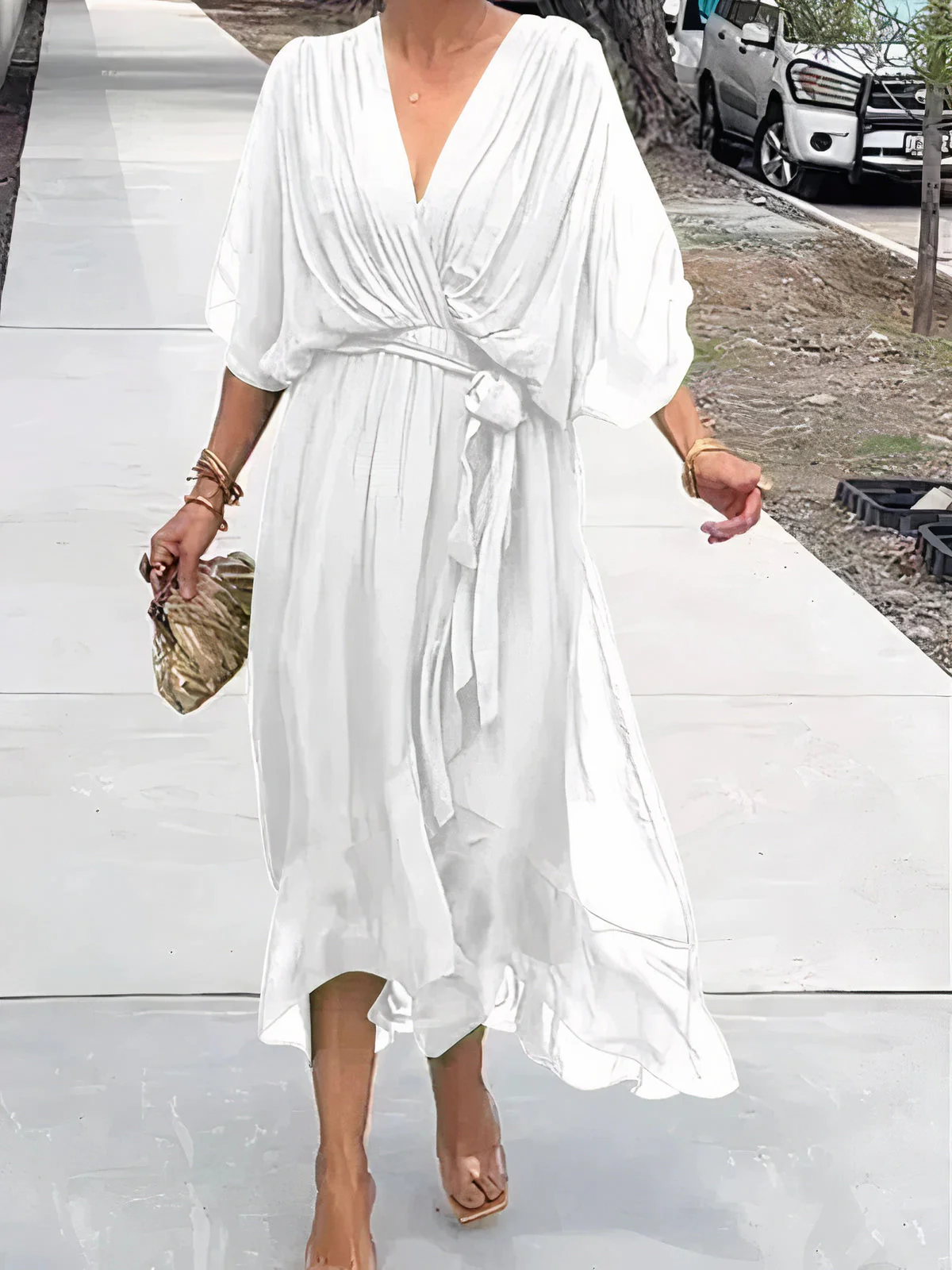 Jimena® | V-Neck Chiffon Dress - Image 5