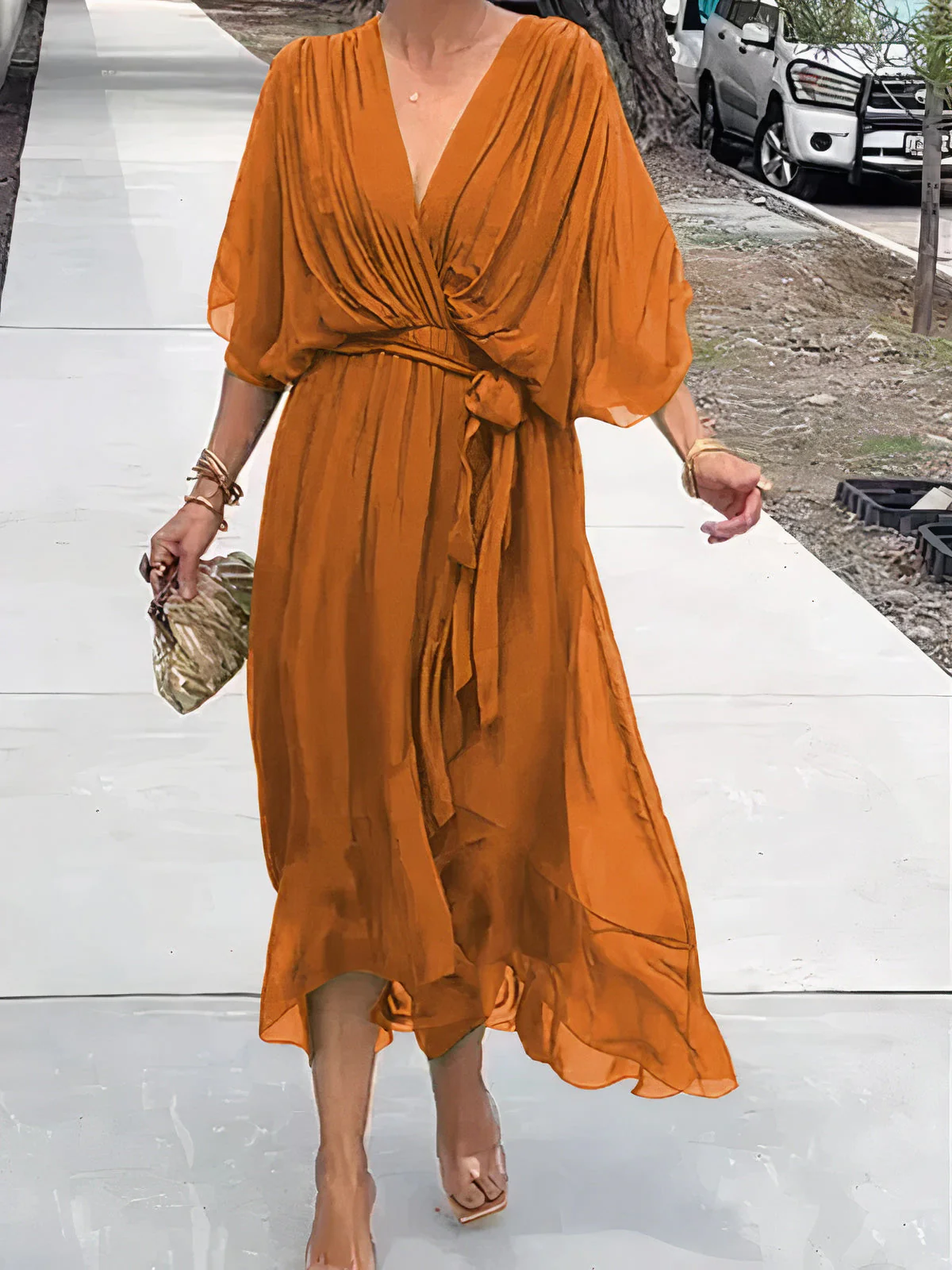 Jimena® | V-Neck Chiffon Dress - Image 8