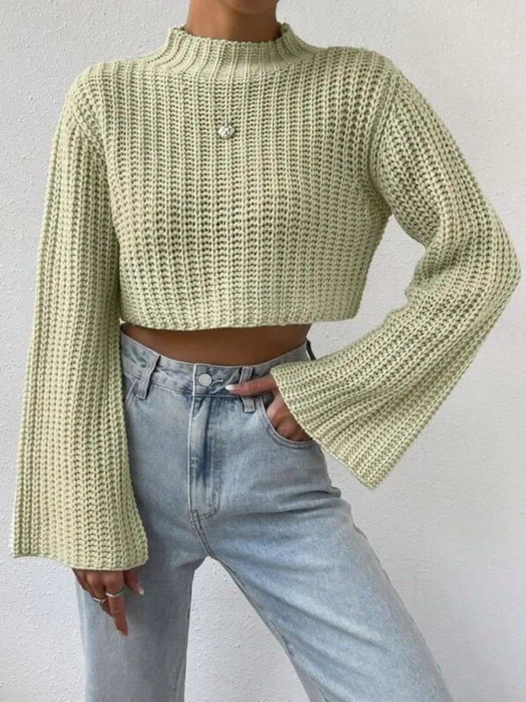 Joana® | Short women's sweater with bell sleeves - Image 2