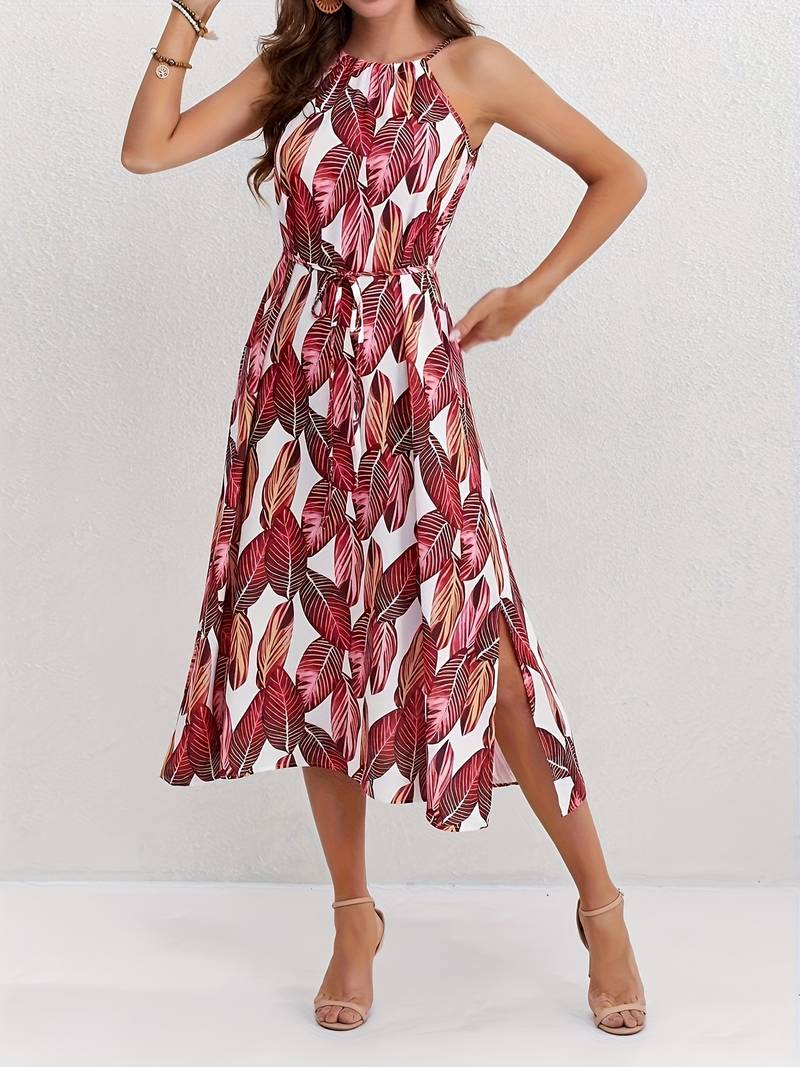 Jocelyn® | Halterneck Beach Dress With Leaf Pattern - Image 6