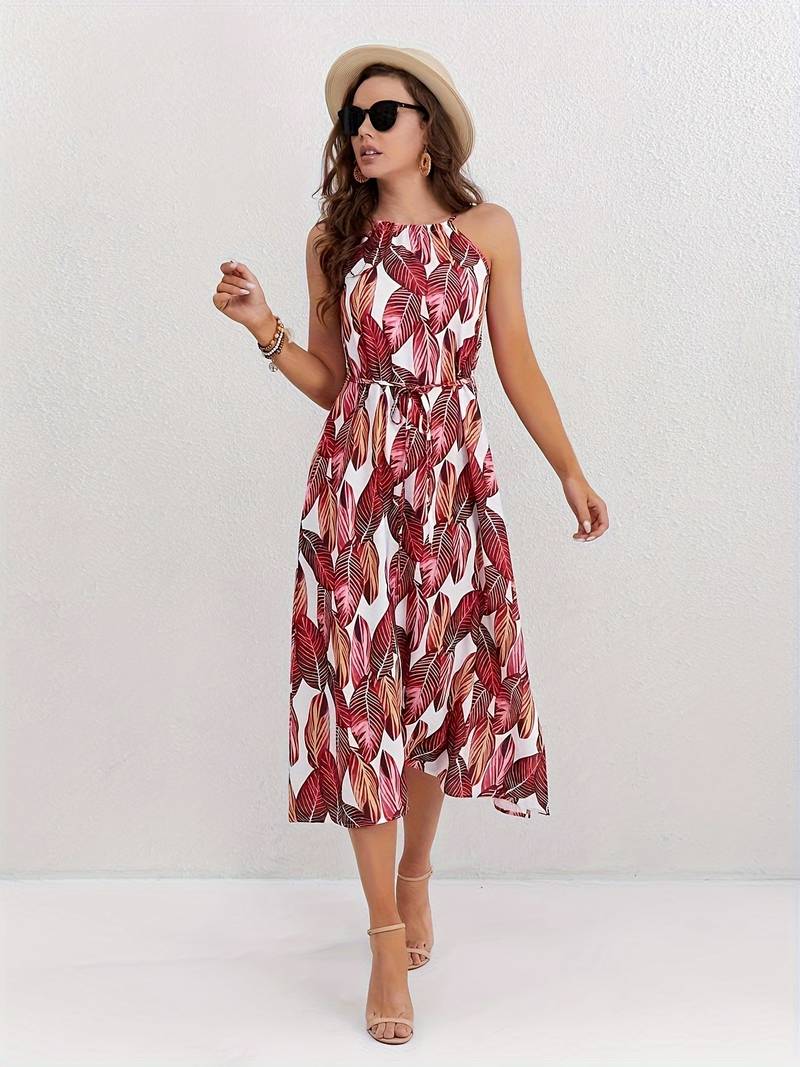 Jocelyn® | Halterneck Beach Dress With Leaf Pattern - Image 7