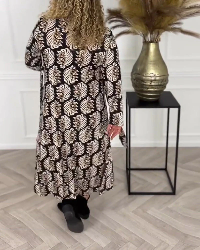 Jocelyn® | V-Neck Dress With Leaf Print - Image 2