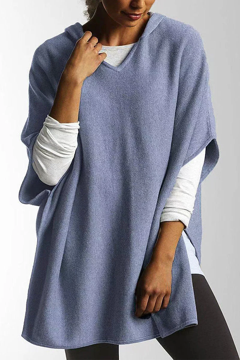 Johana | Casual, simple tops with a fixed slit and hooded collar - Image 2