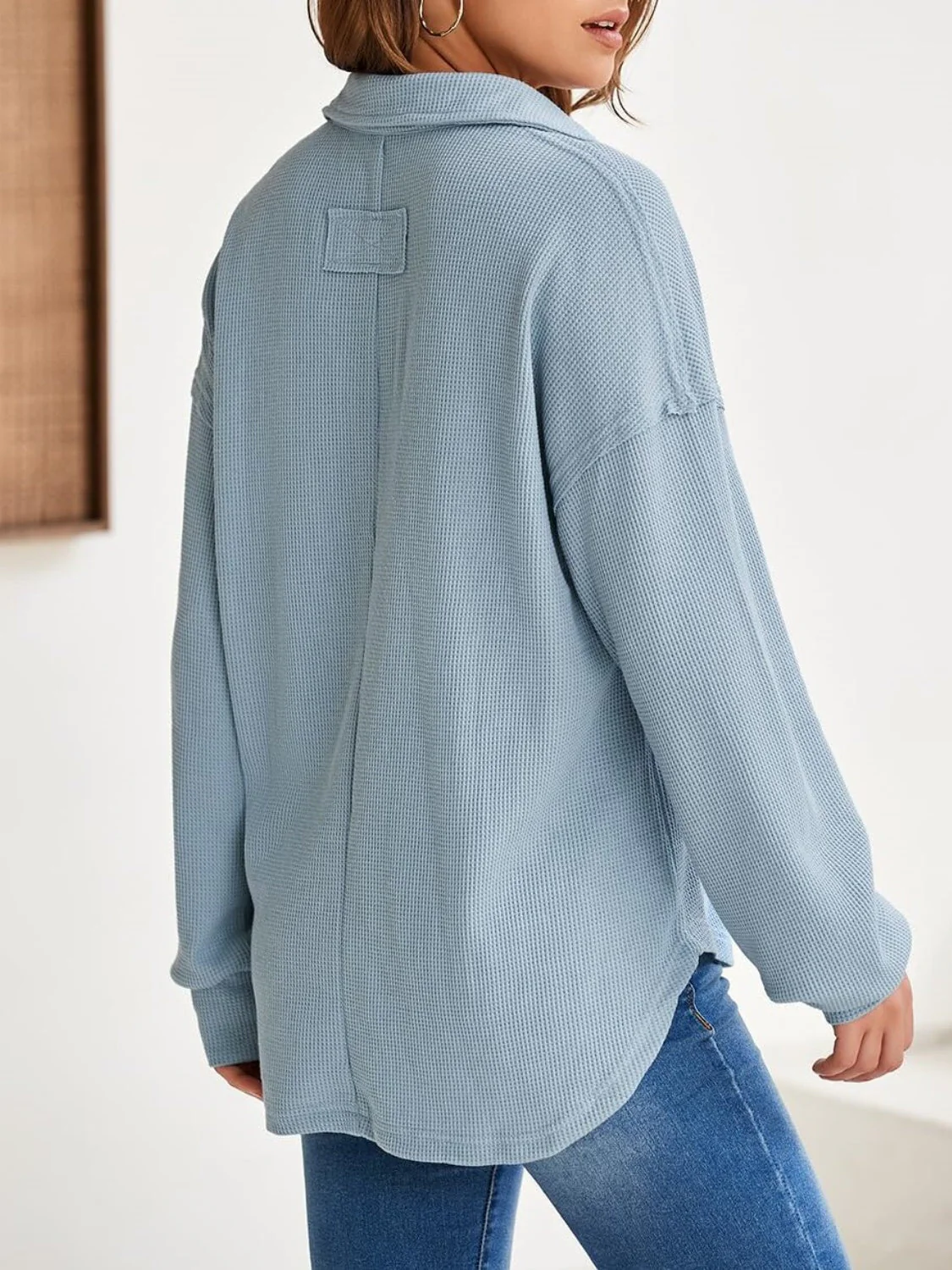 Johanna | Long sleeve waffle knit johnny collar sweatshirt - Image 20