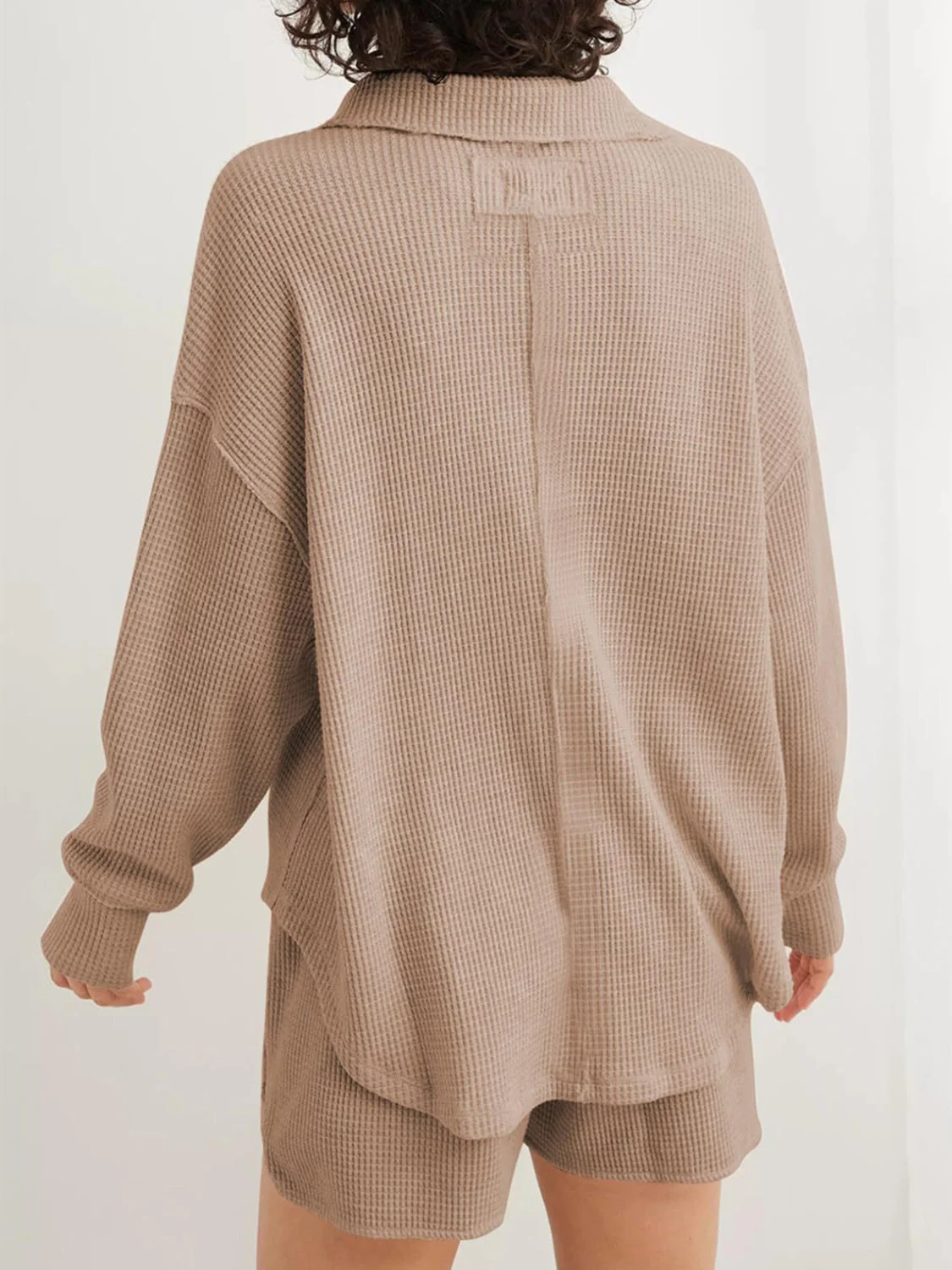 Johanna | Long sleeve waffle knit johnny collar sweatshirt - Image 3