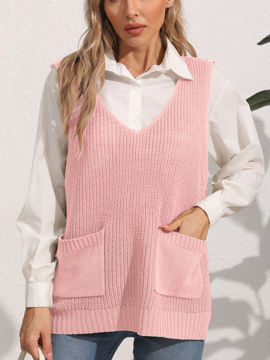 Johanna | Sweater vest with pockets and V-neck - Image 6
