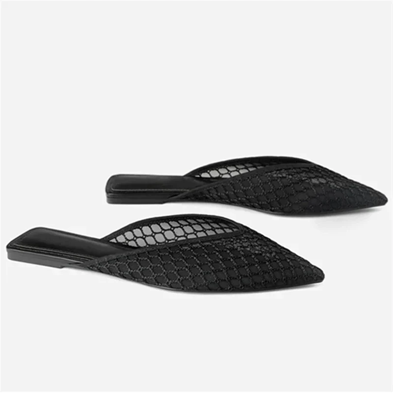 Jolanda® | Flat Mules With A Mesh Pattern