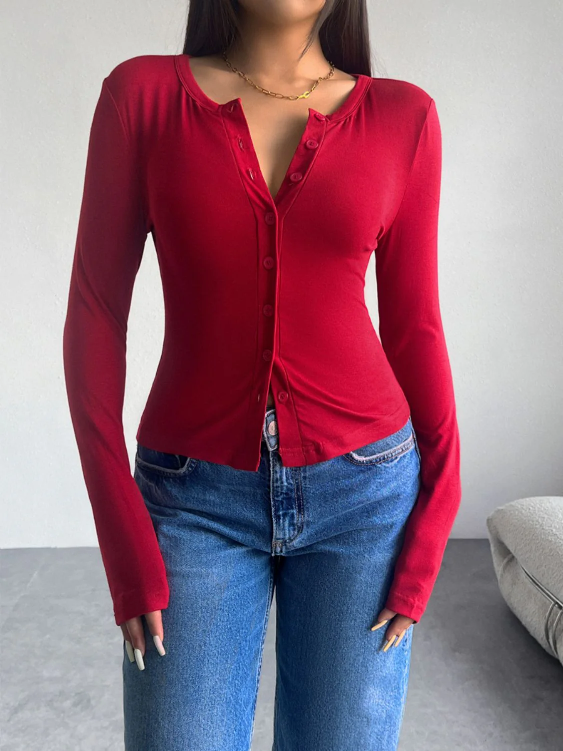 Josefa | Long sleeve t-shirt with buttons - Image 9