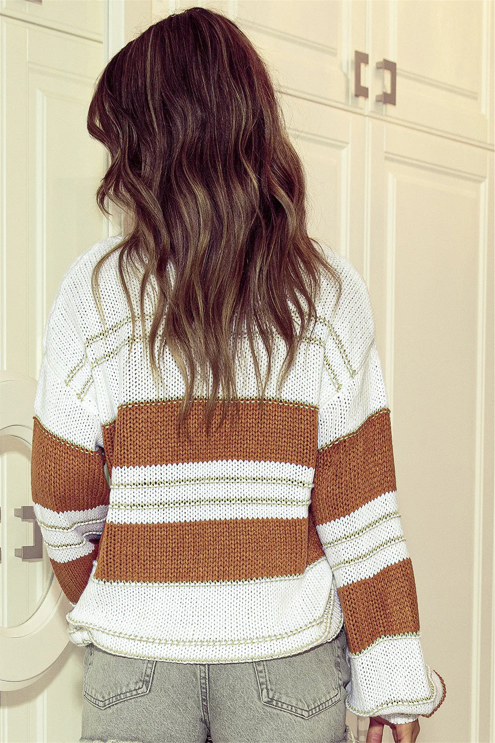 Josefa | Striped sweater with dropped shoulders and lantern sleeves - Image 2