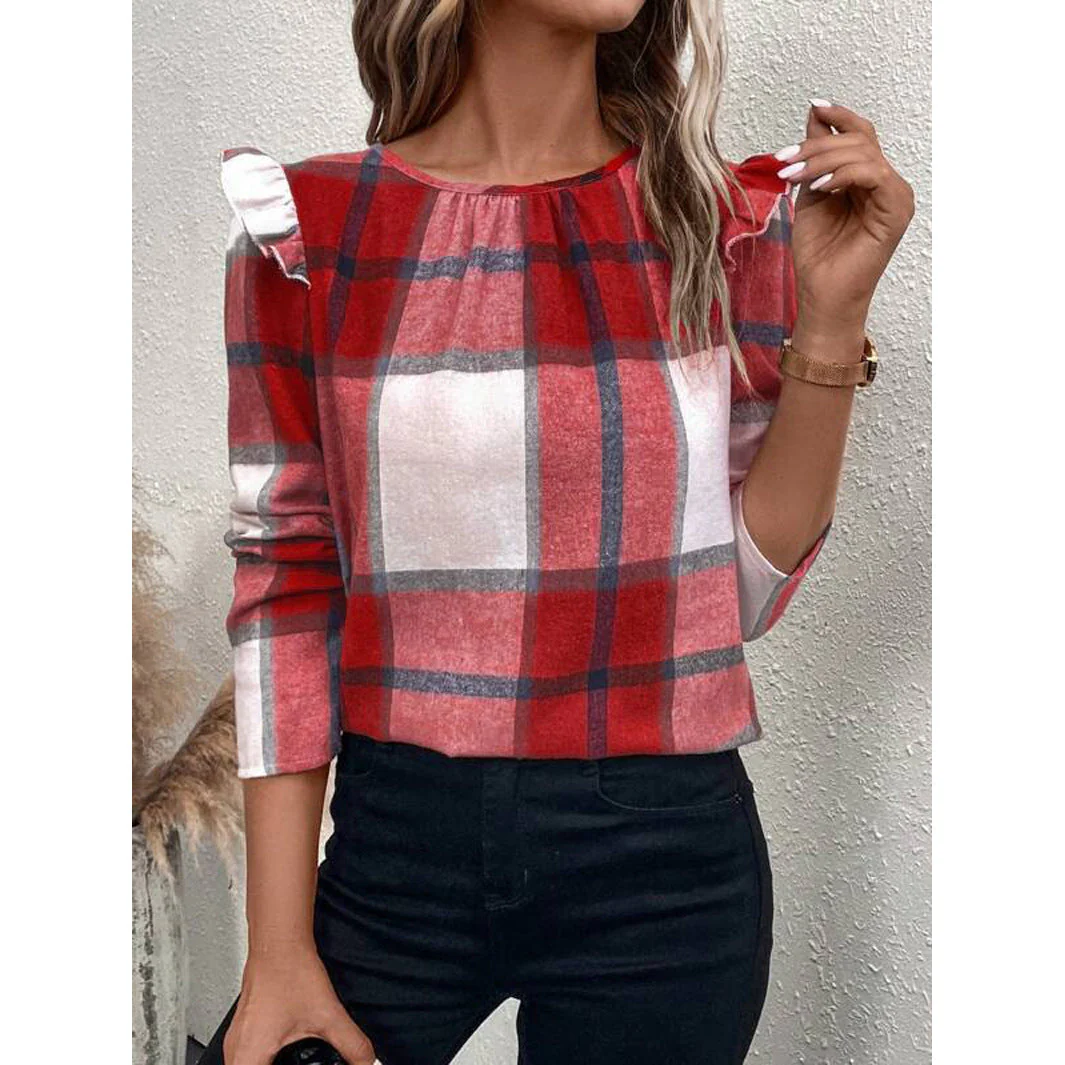 Josefa® | Women'S Blouse With Ruffle Details And Checked Pattern - Image 3