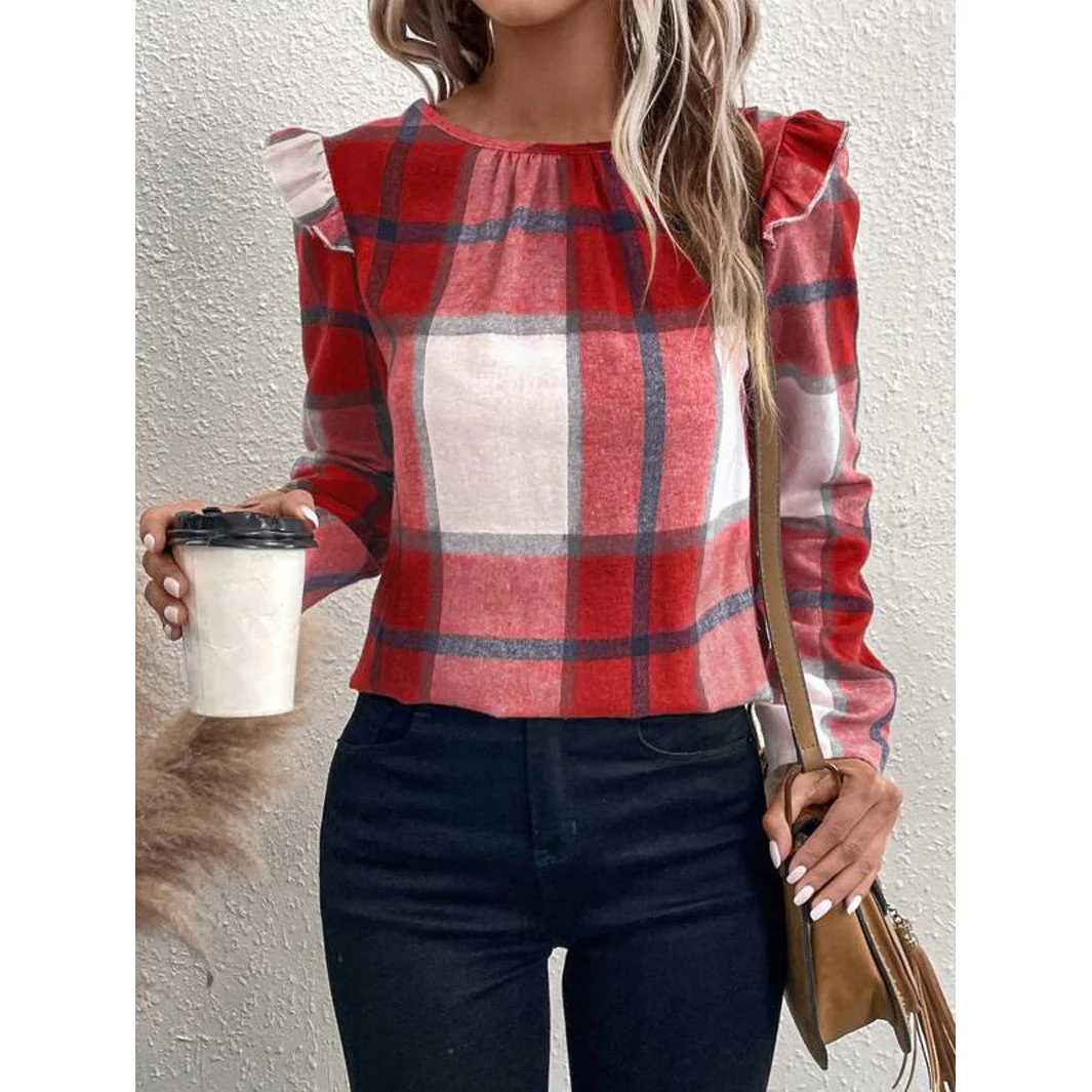 Josefa® | Women'S Blouse With Ruffle Details And Checked Pattern - Image 4