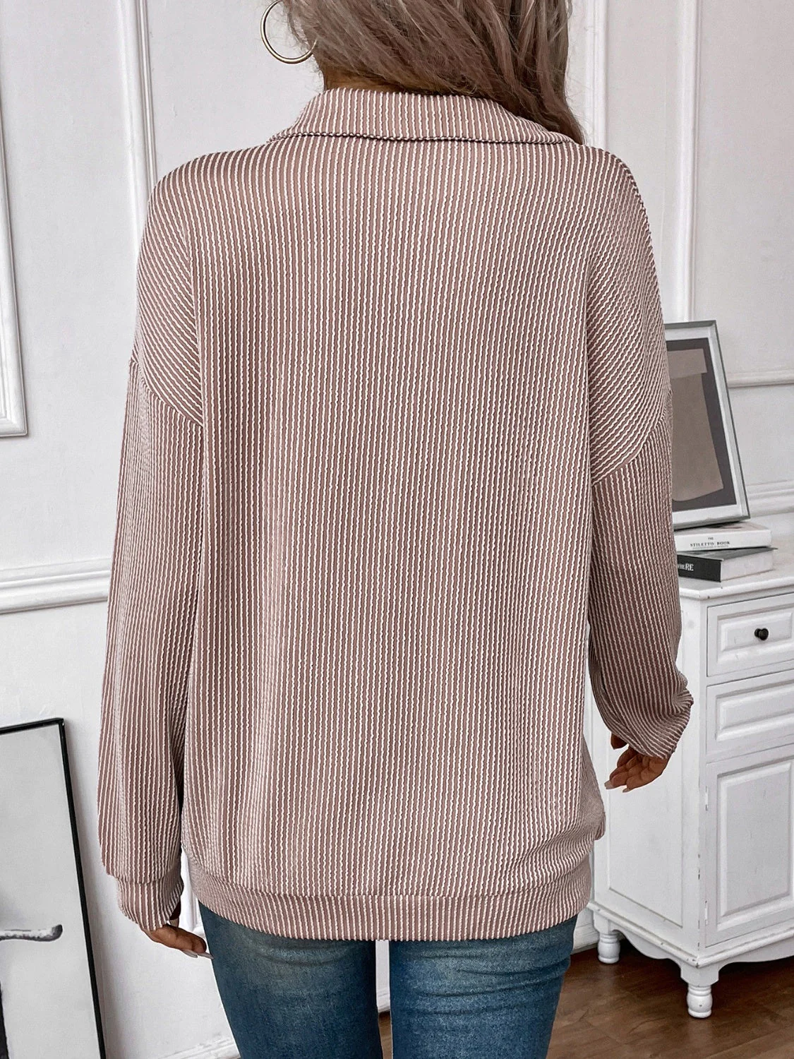 Josefina | Double Take striped long sleeve half zip t-shirt - Image 2