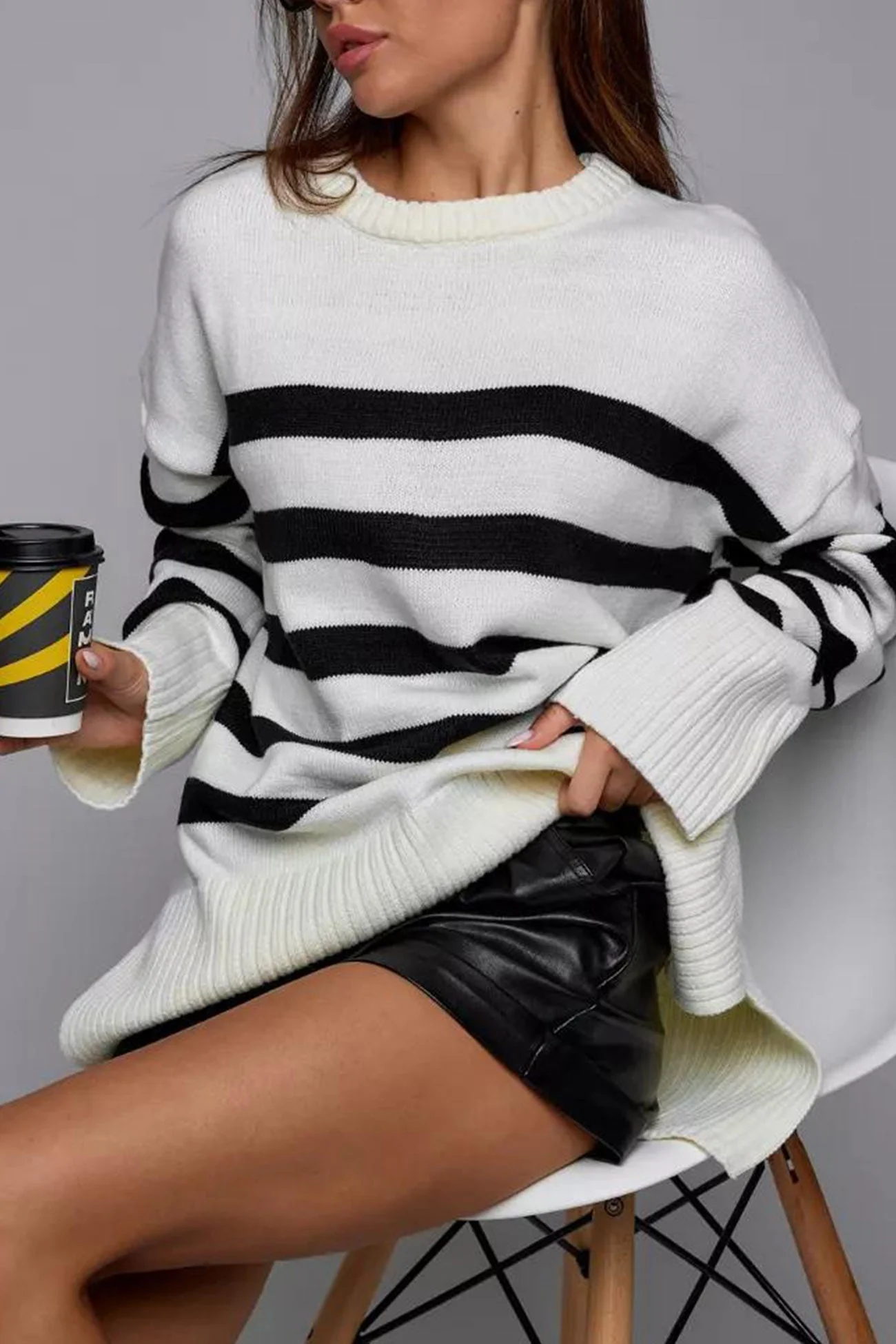 Josefina | Striped slit sweater with a crew neck - Image 10