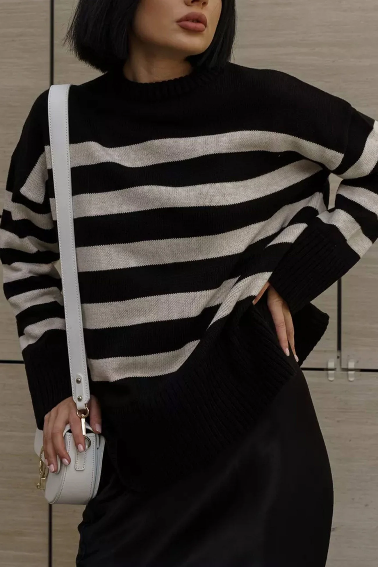 Josefina | Striped slit sweater with a crew neck - Image 2