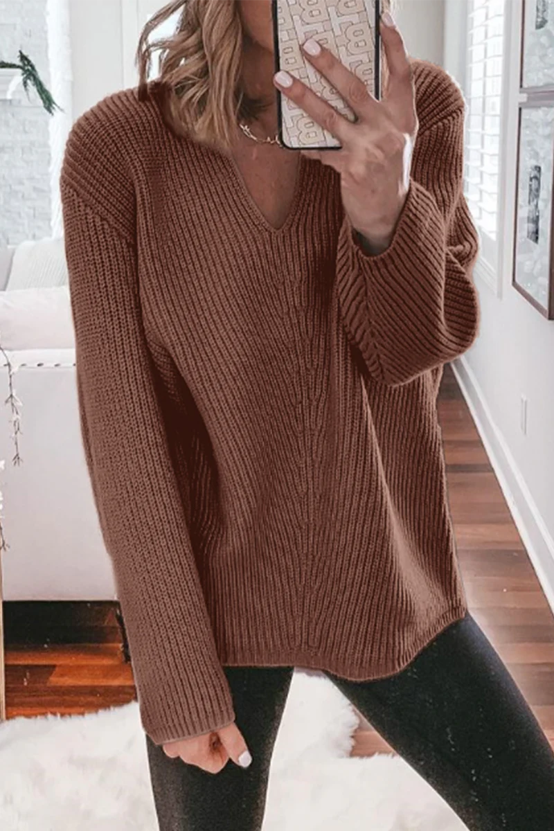 Josephine | Casual solid color V-neck sweaters - Image 10