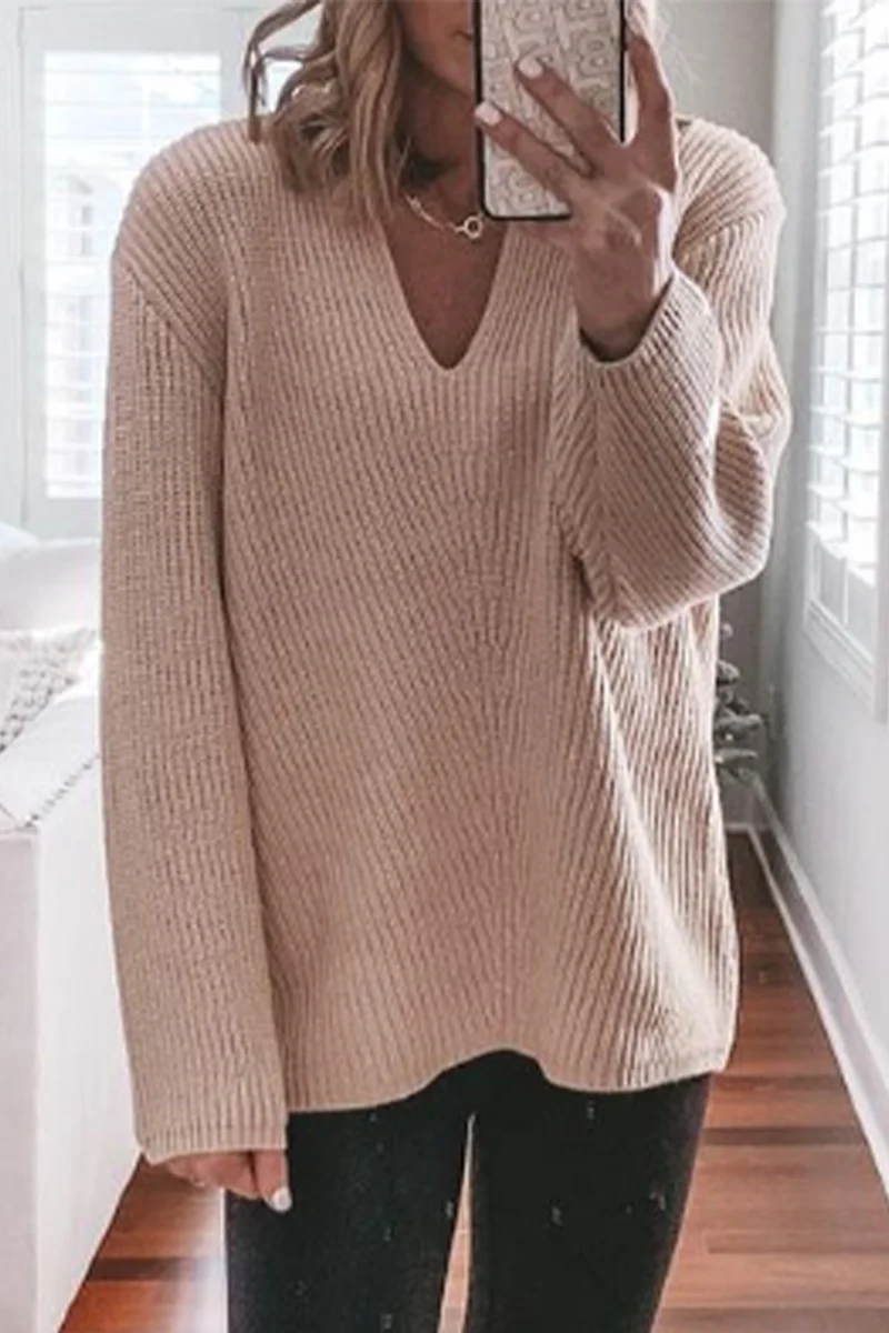 Josephine | Casual solid color V-neck sweaters - Image 12
