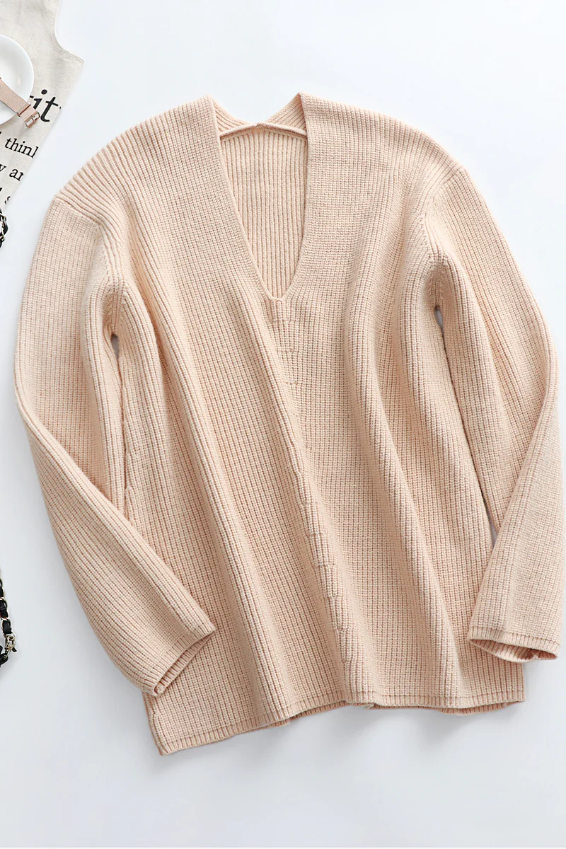 Josephine | Casual solid color V-neck sweaters - Image 15