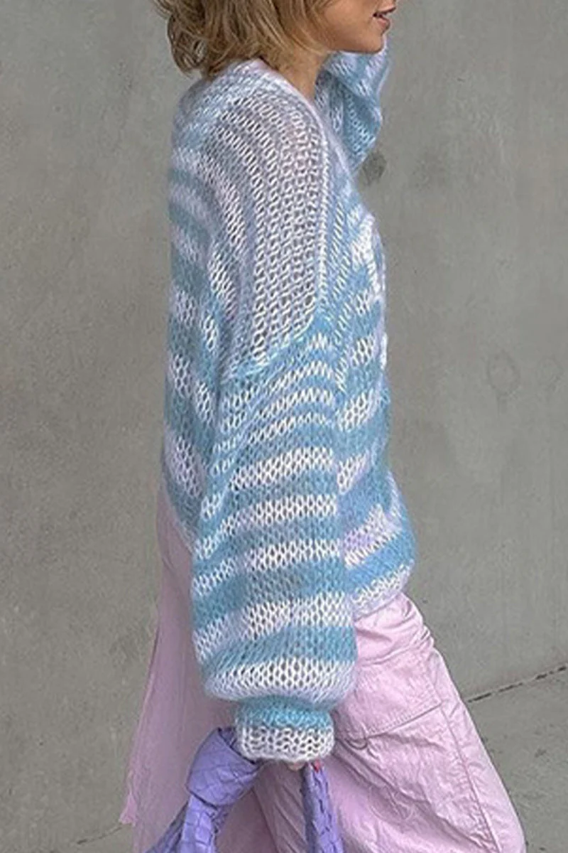 Juana | Casual striped patchwork O-neck tops - Image 5
