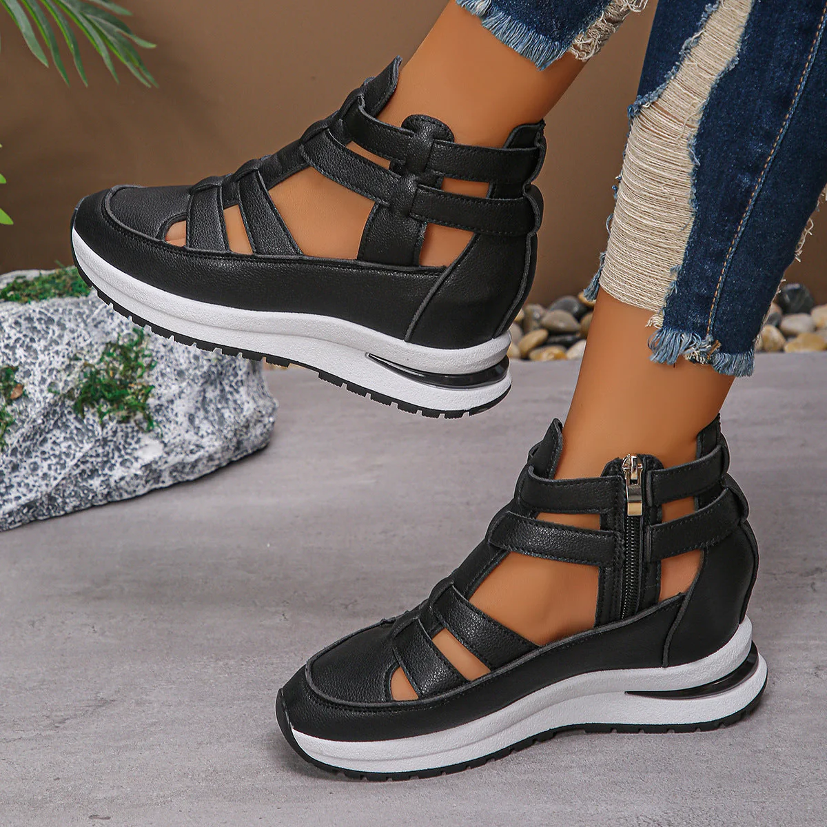 Juana® | Comfortable lightweight women's wedge sandals with zipper - Image 3