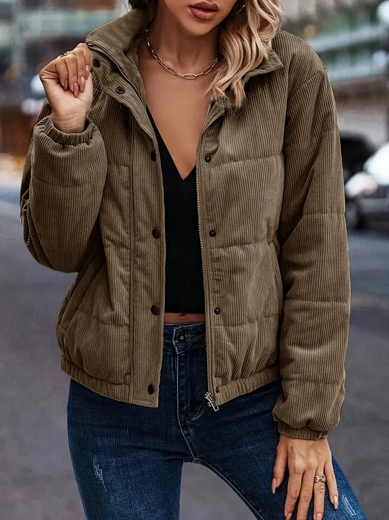Juana | Fluffy corduroy jacket coat - Image 3