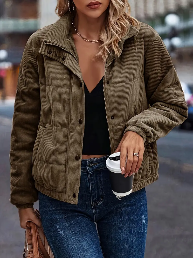 Juana | Fluffy corduroy jacket coat - Image 4