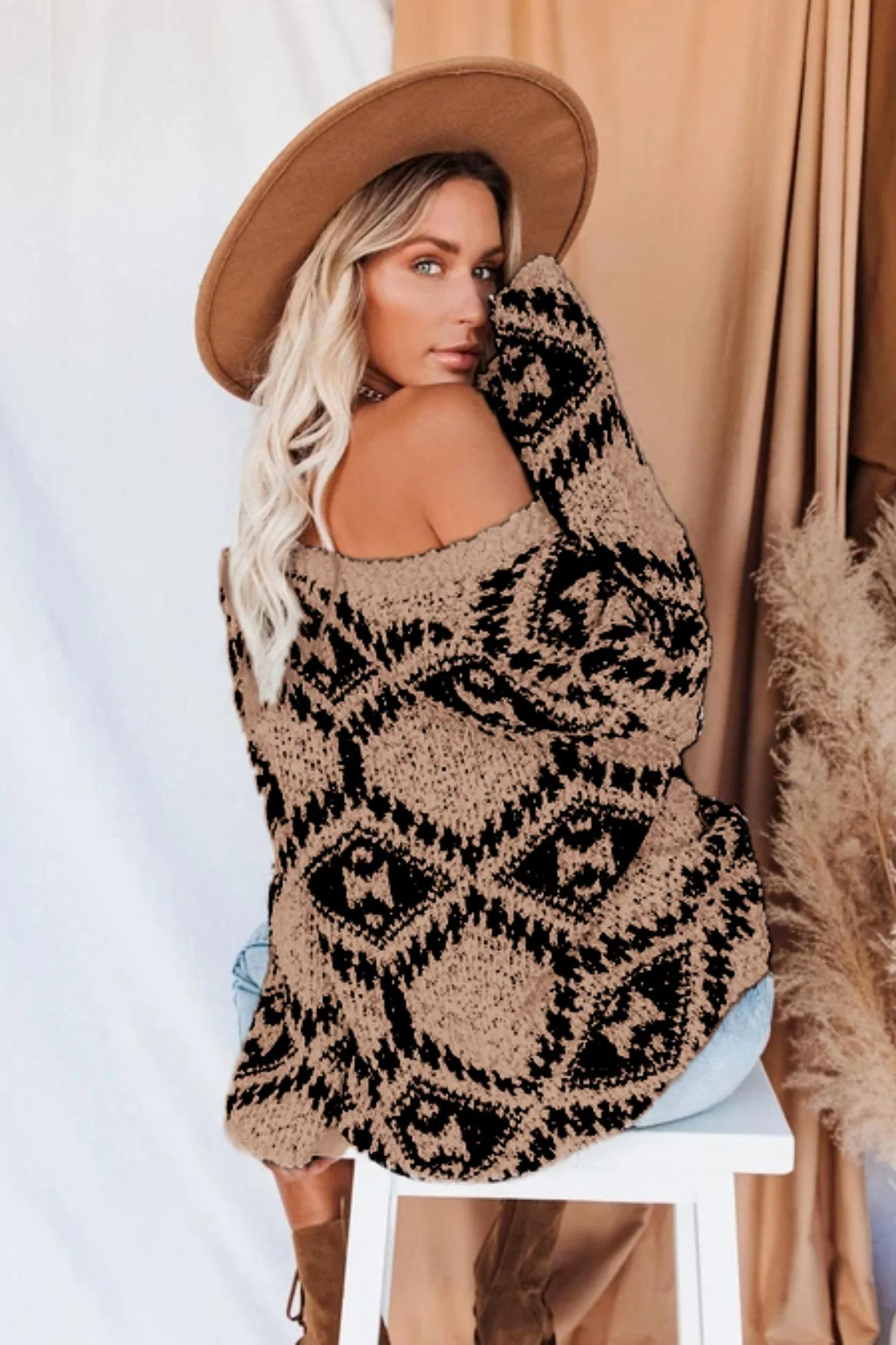 Juana | Intarsia knit V-neck top - Image 3