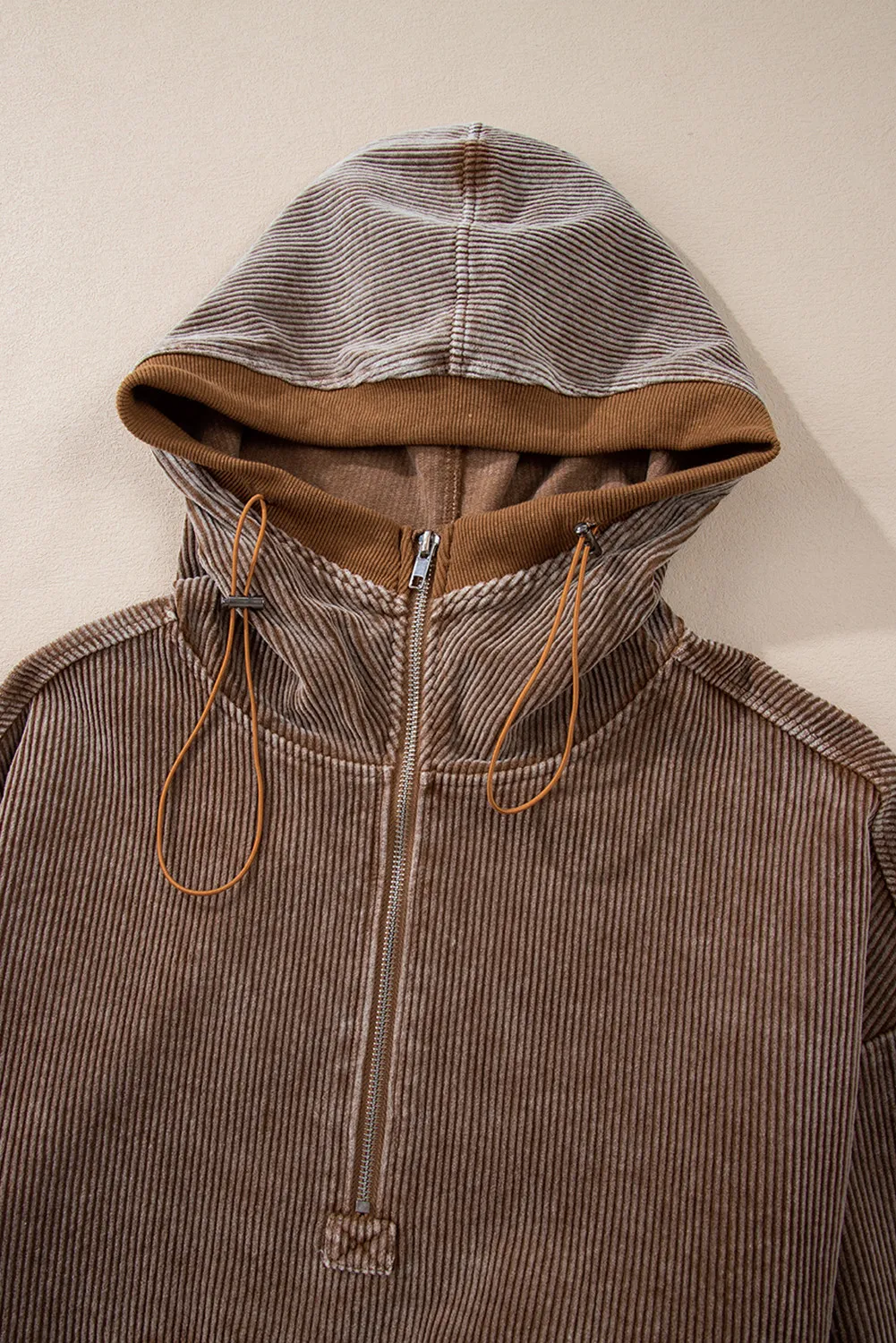 Juana | Long sleeve hoodie with drawstring and half zip - Image 4