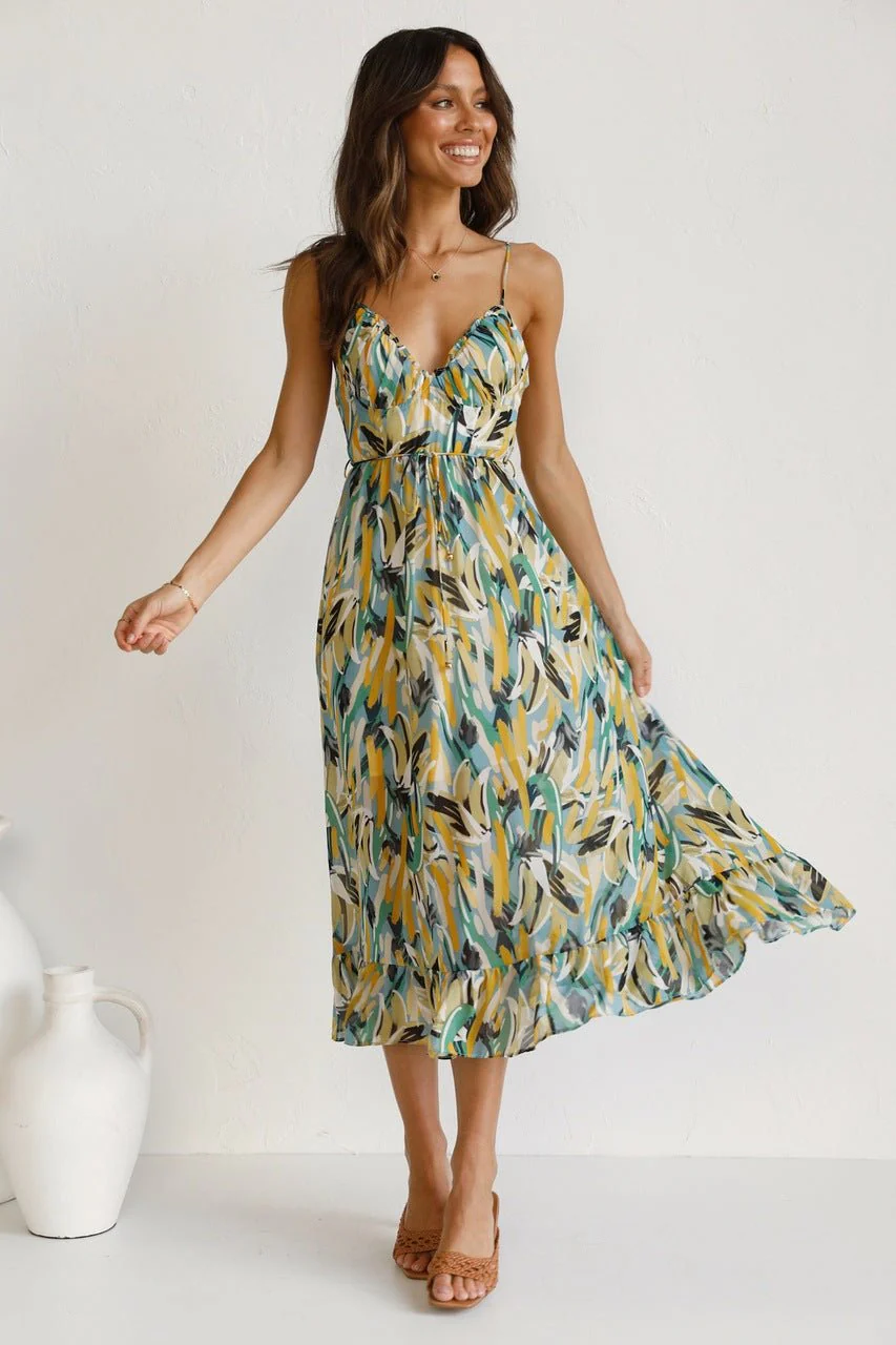 Juana® | Printed Midi Summer Dress With Ruffle Trim - Image 9