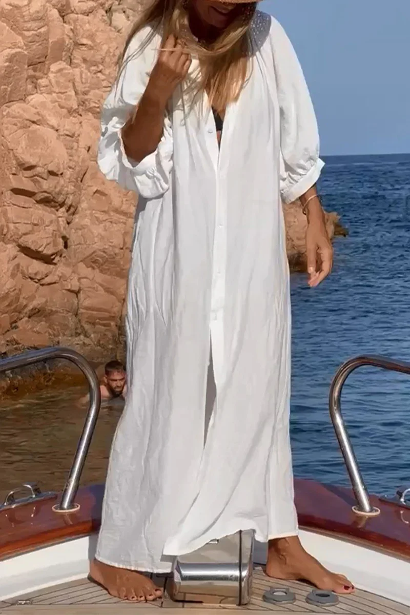 Judith® | Casual Holiday Solid Buckle Swimwear Up - Image 2
