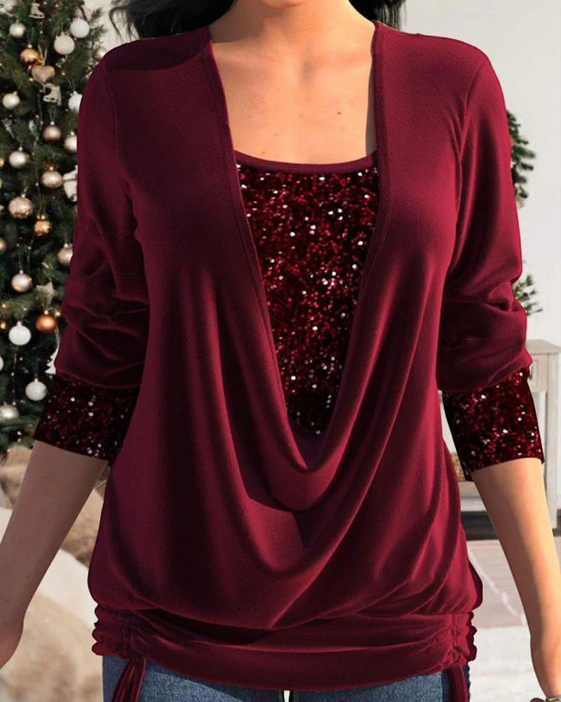 Judith® | Sequin Top With A Deep V-Neck